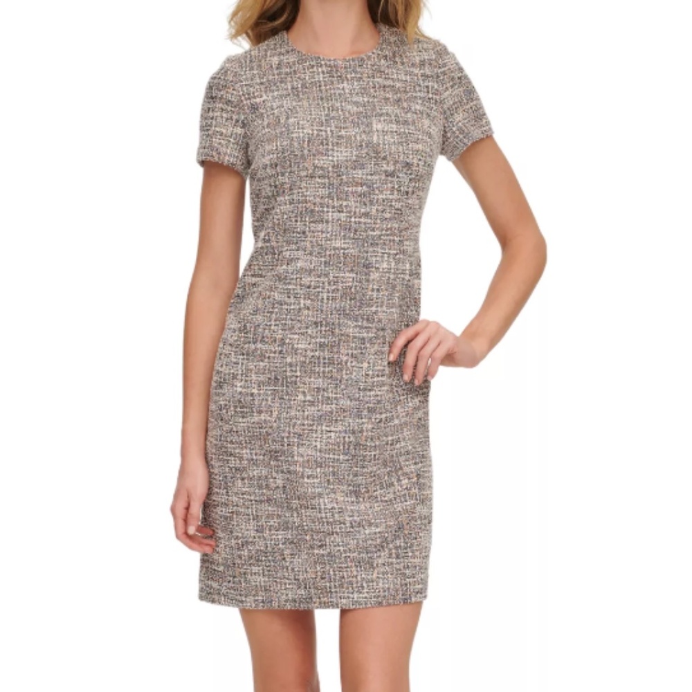 Calvin Klein | Women's Short Sleeve Printed Sheath Dress (Tweed-like)